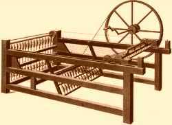 this spinning jenny is probably more primitive than the machinery patented by Oliver Barrett