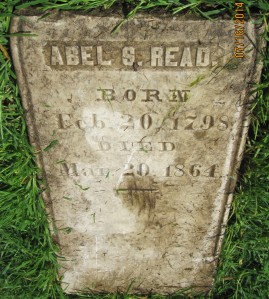 tombstone of Abel Read, part of DiFranzo's front walk. He was a teacher in town for at least twenty years.
